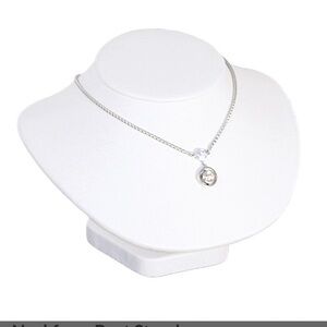 White Faux Leather Jewelry Display Holder Small Neckform Bust Stand